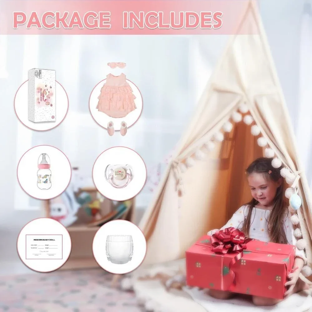 🆕20inch Soft Cloth Body Newborn Baby Doll Poseable Limbs Sleeping Doll Ava Girl